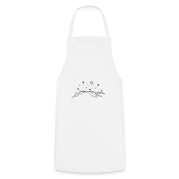 Mountains with Stars and Full Moon Drawing - Cooking Apron - white - Front - AI Model Male 185 dark (185cm)