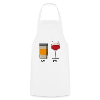 AM PM - Coffee in the morning - Wine in the evening - Cooking Apron - white - Front - AI Model Male 185 dark (185cm)