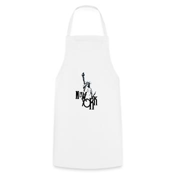 new york city apparel design with statue liberty - Cooking Apron - white - Front - AI Model Male 185 dark (185cm)