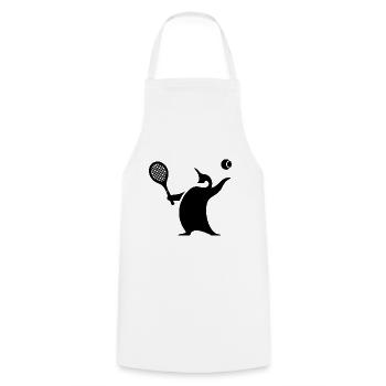 Pinguin Tennisspieler Silhouette Minimalistisch - Kochschürze - Weiß - Vorne - AI Model Male 185 dark (185cm)