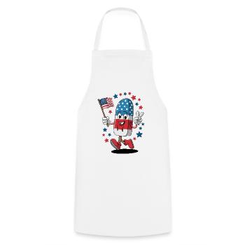 Popsicle USA Drapeau américain Patriot Dessert glacé - Tablier de cuisine - blanc - Devant - AI Model Male 185 dark (185cm)