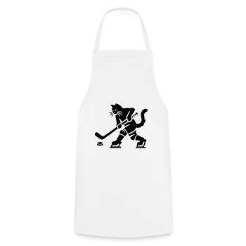 Katze Eishockey Minimalistisch Silhouette Spieler - Cooking Apron - white - Front - AI Model Male 185 dark (185cm)