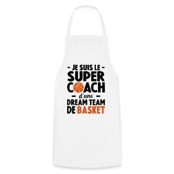 Je Suis Le Super Coach D'une Dream Team De Basket - Tablier de cuisine - blanc - Devant - AI Model Male 185 dark (185cm)