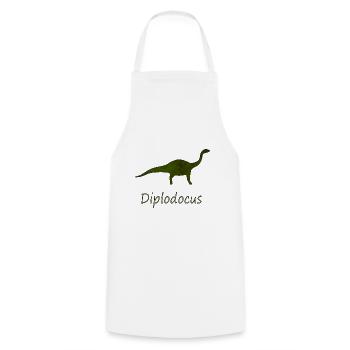 Diplodocus Dinosaur Dino Gift Idea - Cooking Apron - white - Front - AI Model Male 185 dark (185cm)