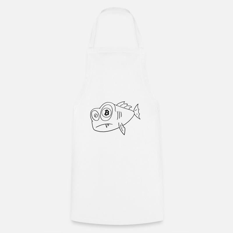 bitcoin fish fish with bitcoin eye - Cooking Apron - white