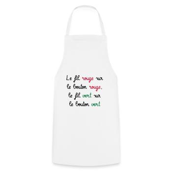 Le fil rouge sur le bouton rouge... 7ème Compagnie - Tablier de cuisine - blanc - Devant - AI Model Male 185 dark (185cm)