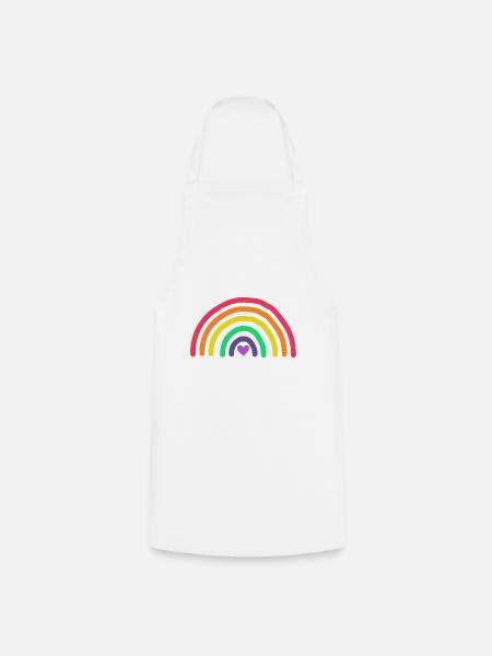 Regenbogen-Glitzer - Kochschürze - Weiß