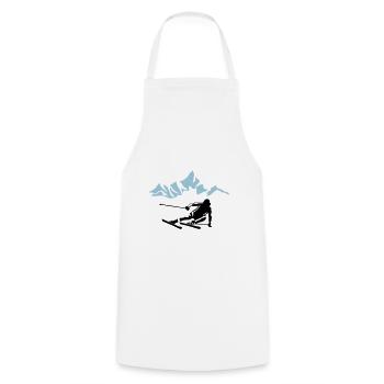 Skiers and mountains, skiing - Cooking Apron - white - Front - AI Model Male 185 dark (185cm)