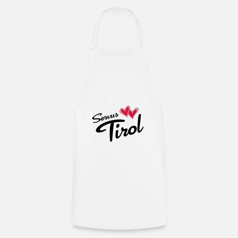 Servus Tyrol avec double coeur - Tablier de cuisine - blanc