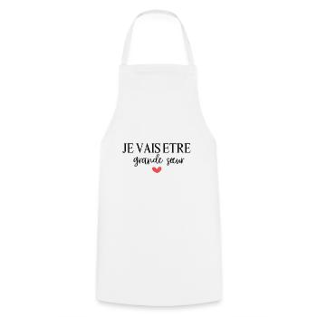 je vais etre grande sœur - Tablier de cuisine - blanc - Devant - AI Model Male 185 dark (185cm)