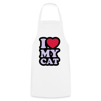 I love my cat - Ich liebe meine Katze - Kochschürze - Weiß - Vorne - AI Model Male 185 dark (185cm)