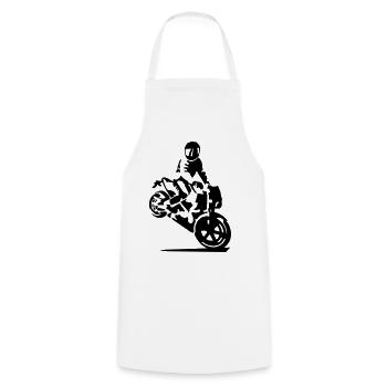 motorcycle stunt - Cooking Apron - white - Front - AI Model Male 185 dark (185cm)