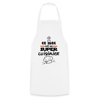ce mec est un super cuisinier - Tablier de cuisine - blanc - Devant - AI Model Male 185 dark (185cm)