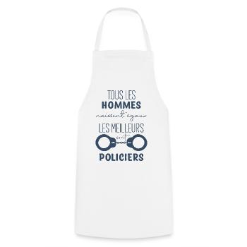Policier - Tablier de cuisine - blanc - Devant - AI Model Male 185 dark (185cm)