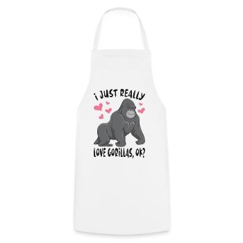 J'aime vraiment les gorilles, ok / Singe Gorille - Tablier de cuisine - blanc - Devant - AI Model Male 185 dark (185cm)