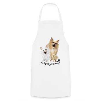 Deux chihuahuas, chiots, chiens - Tablier de cuisine - blanc - Devant - AI Model Male 185 dark (185cm)