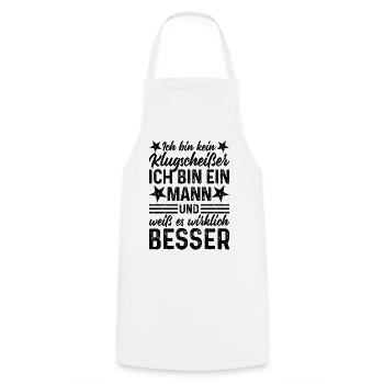 Mann lustiger Spruch Ich bin kein Klugscheißer - Kochschürze - Weiß - Vorne - AI Model Male 185 dark (185cm)