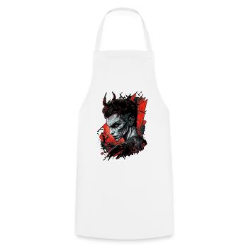 Fashion demon 01 - Cooking Apron - white - Front - AI Model Male 185 dark (185cm)