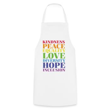 Pride Month LGBT - Kindness, Peace, Love - Cooking Apron - white - Front - AI Model Male 185 dark (185cm)