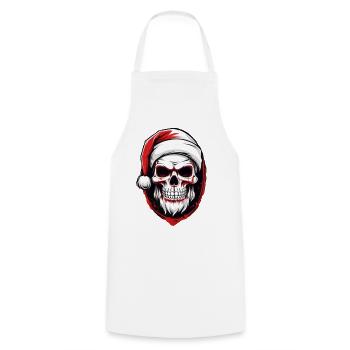 Totenkopf Weihnachtsmann - Kochschürze - Weiß - Vorne - AI Model Male 185 dark (185cm)