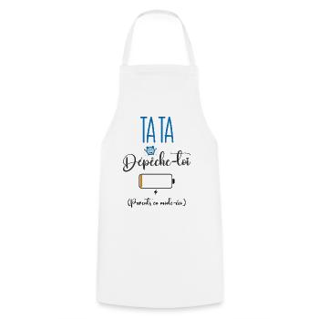 Tata dépêche-toi ! Parents en mode-éco - Tablier de cuisine - blanc - Devant - AI Model Male 185 dark (185cm)