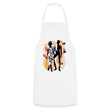 Abstract Art Man and Woman - Cooking Apron - white - Front - AI Model Male 185 dark (185cm)