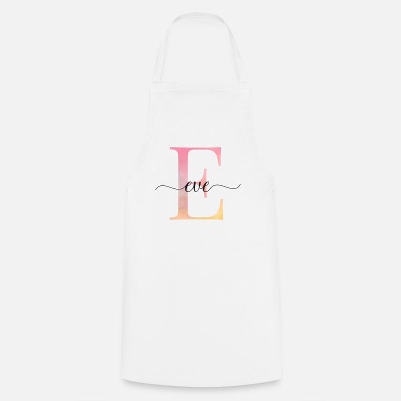 E| Monogramme | Nom | Ève |Aquarelle - Tablier de cuisine - blanc