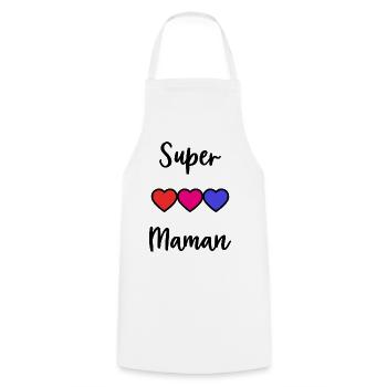 SUPER MOM - Cooking Apron - white - Front - AI Model Male 185 dark (185cm)