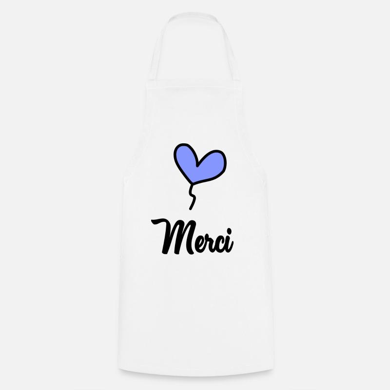 MERCI. THANKS. ANNIVERSAIRE. NAISSANCE. RETRAITE. - Tablier de cuisine - blanc