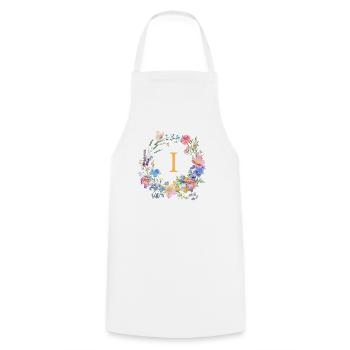I Monogram Floral, Floral Wreath, Personalizable - Cooking Apron - white - Front - AI Model Male 185 dark (185cm)