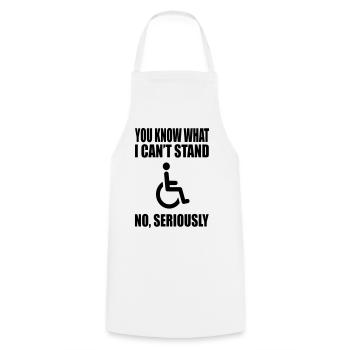 Vous savez ce que je ne supporte pas. Humour en fauteuil roulant * - Tablier de cuisine - blanc - Devant - AI Model Male 185 dark (185cm)