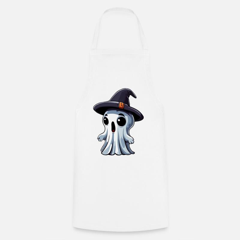 Halloween: Geist mit Hut - Kochschürze - Weiß