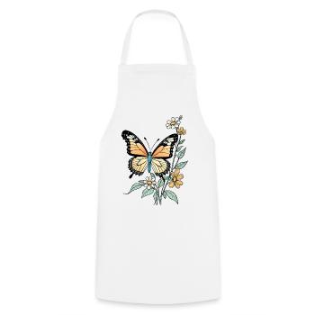 Papillon Avec Des Fleurs, Papillon - Tablier de cuisine - blanc - Devant - AI Model Male 185 dark (185cm)