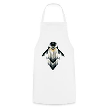 Geometrischer Pinguin – Frostige Eleganz - Kochschürze - Weiß - Vorne - AI Model Male 185 dark (185cm)