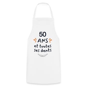 50 Years Humor Gift 50 Years Anniversary - Cooking Apron - white - Front - AI Model Male 185 dark (185cm)