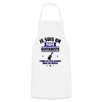Papa guitariste fête des pères idée cadeau noël - Tablier de cuisine - blanc - Devant - AI Model Male 185 dark (185cm)