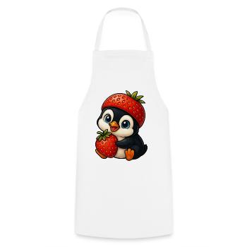 Lustiger Pinguin mit Erdbeere im Hut Fruchtig - Kochschürze - Weiß - Vorne - AI Model Male 185 dark (185cm)