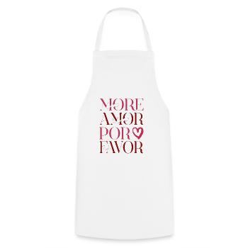 More Amor Por Favor – Love Design - Cooking Apron - white - Front - AI Model Male 185 dark (185cm)