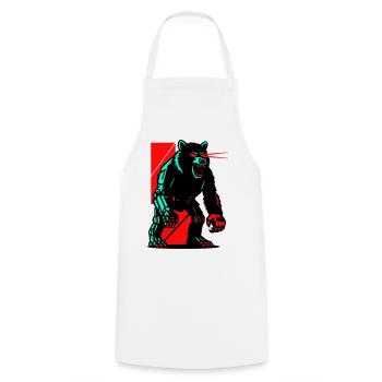 Mecha Techno Bear - Cooking Apron - white - Front - AI Model Male 185 dark (185cm)