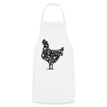 Huhn mit floralem Muster - Kochschürze - Weiß - Vorne - AI Model Male 185 dark (185cm)