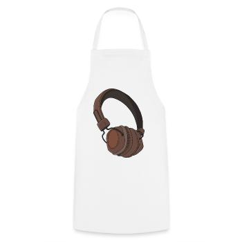 Retro Headphones Design for Music Lovers - Cooking Apron - white - Front - AI Model Male 185 dark (185cm)