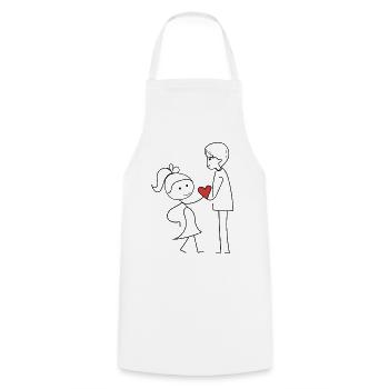 Des amis qui échangent de l’affection - Tablier de cuisine - blanc - Devant - AI Model Male 185 dark (185cm)
