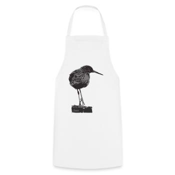 Redshank - Monochrome Bird Silhouette - Cooking Apron - white - Front - AI Model Male 185 dark (185cm)