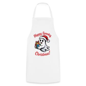 Spukiger Weihnachtsgeist mit Geschenk - Kochschürze - Weiß - Vorne - AI Model Male 185 dark (185cm)