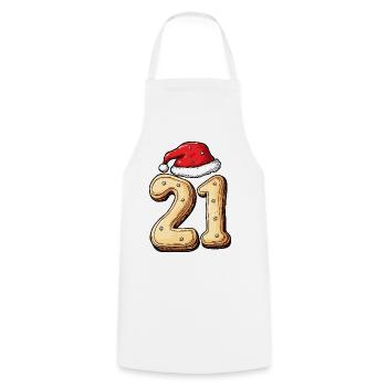 21 Number Cookie Christmas - Cooking Apron - white - Front - AI Model Male 185 dark (185cm)