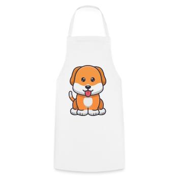 Cute dog - Cooking Apron - white - Front - AI Model Male 185 dark (185cm)