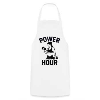 Power Hour Fitness-Symbol - Kochschürze - Weiß - Vorne - AI Model Male 185 dark (185cm)