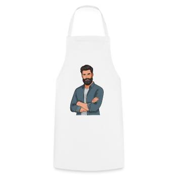 Bearded style in denim look - Cooking Apron - white - Front - AI Model Male 185 dark (185cm)