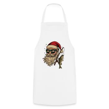 Pêcheur Père Noël Pêcheur Pêche Père Noël - Tablier de cuisine - blanc - Devant - AI Model Male 185 dark (185cm)