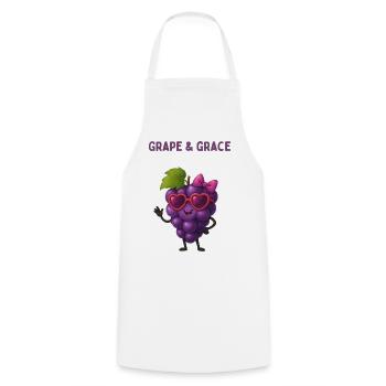 Grape  Grace - Traube mit Herzbrille  - Kochschürze - Weiß - Vorne - AI Model Male 185 dark (185cm)